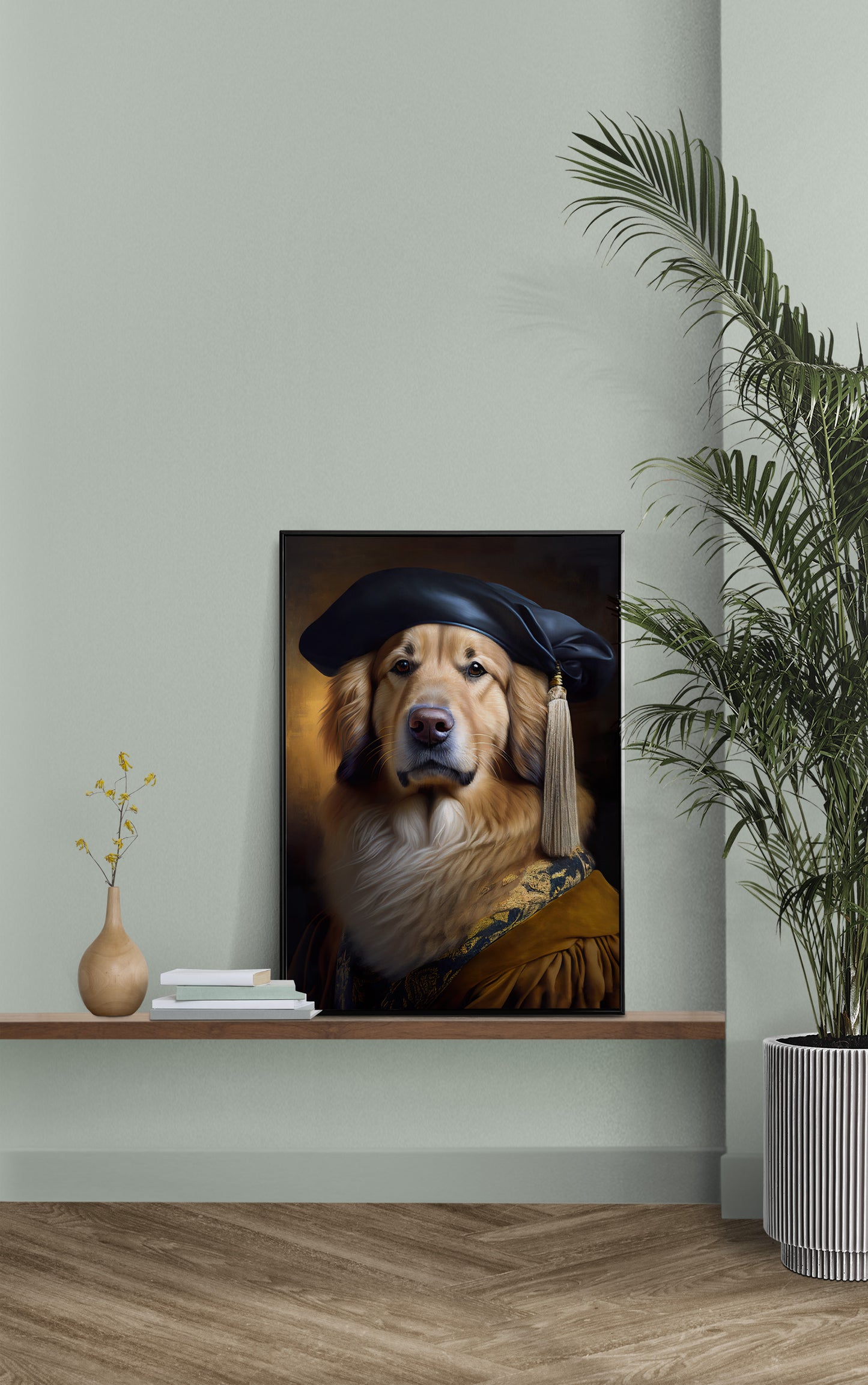 Poster de Golden Retriever Noble Style Baroque - Décoration Murale Animaux, Affiche Chien à Encadrer