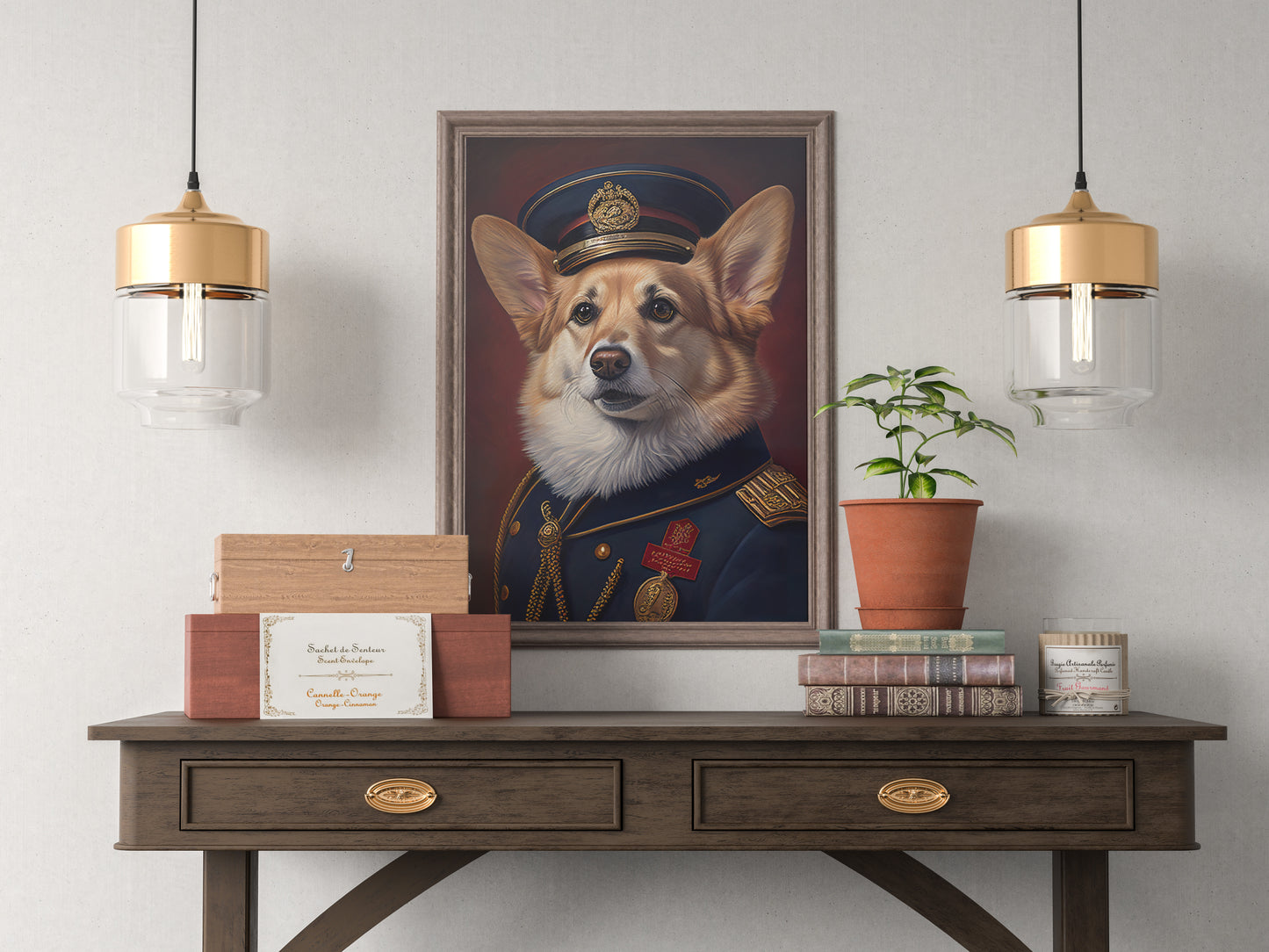 Poster Chien Corgi Héros en Uniforme Militaire - Décoration Murale Animaux - Affiche Murale Corgi