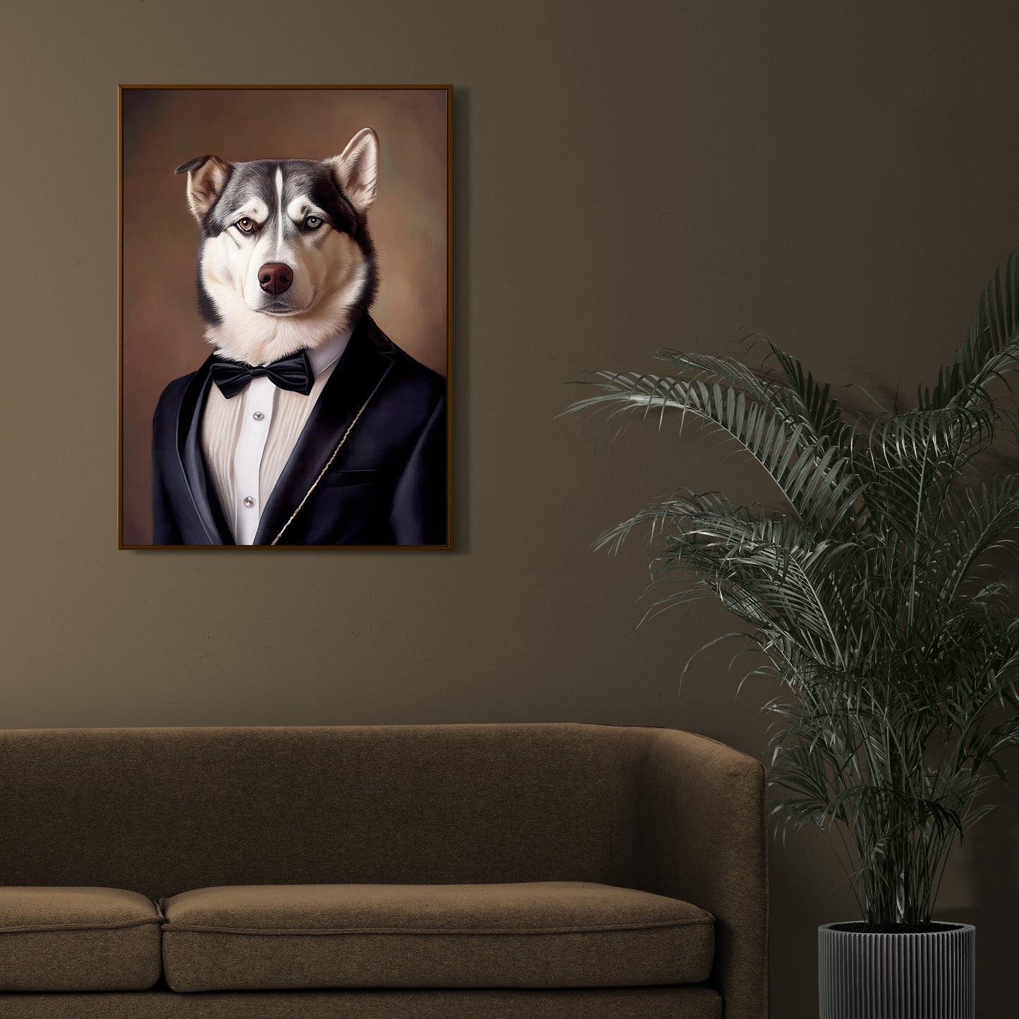 Affiche murale Husky en smoking - Poster décoration animaux élégante, Art mural Husky Tuxedo