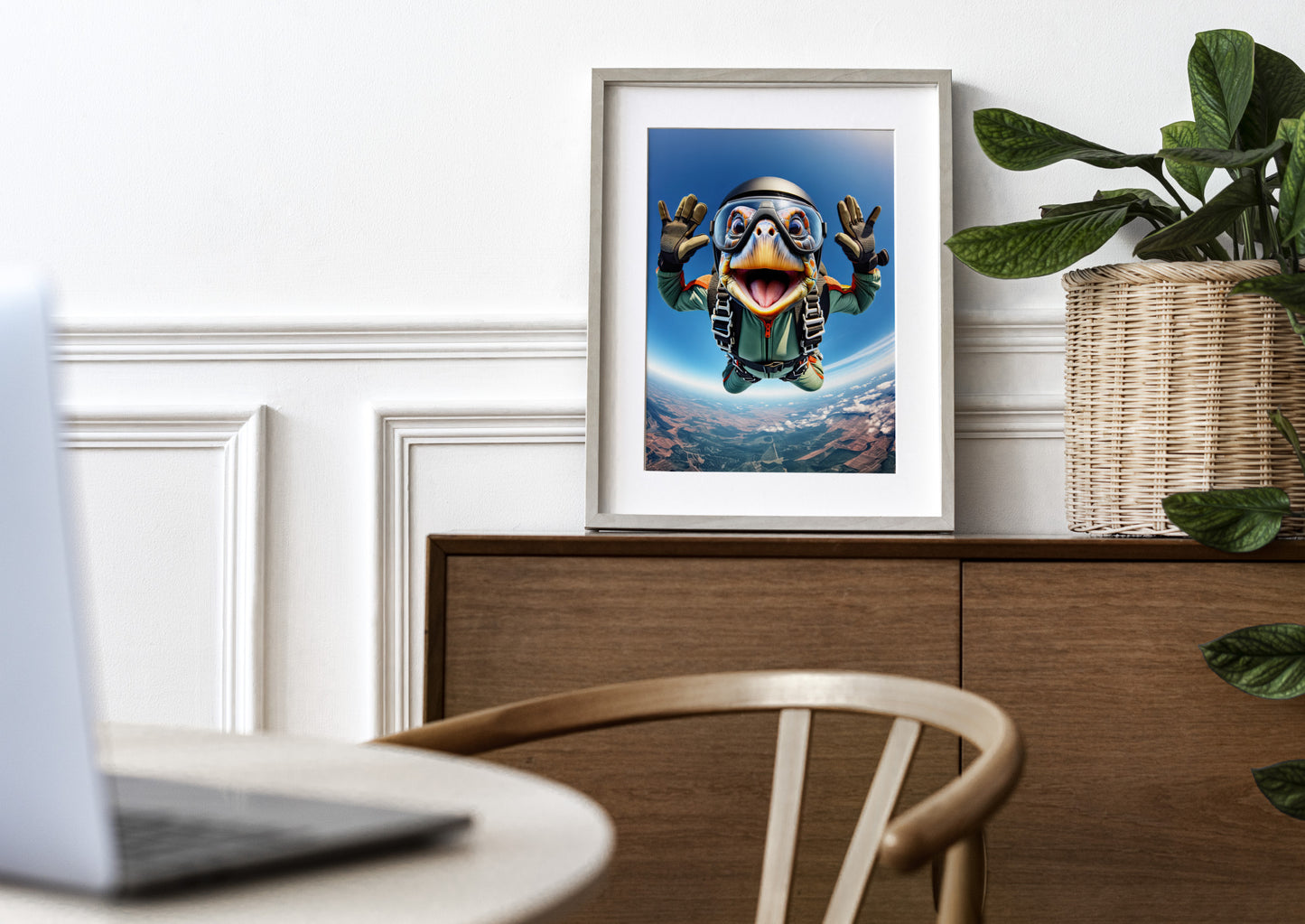 Skydiving Turtle Free-Fall Poster - Unique Animal Wall Art, Extreme Sport Decor, Perfect Gift for Animal Lovers