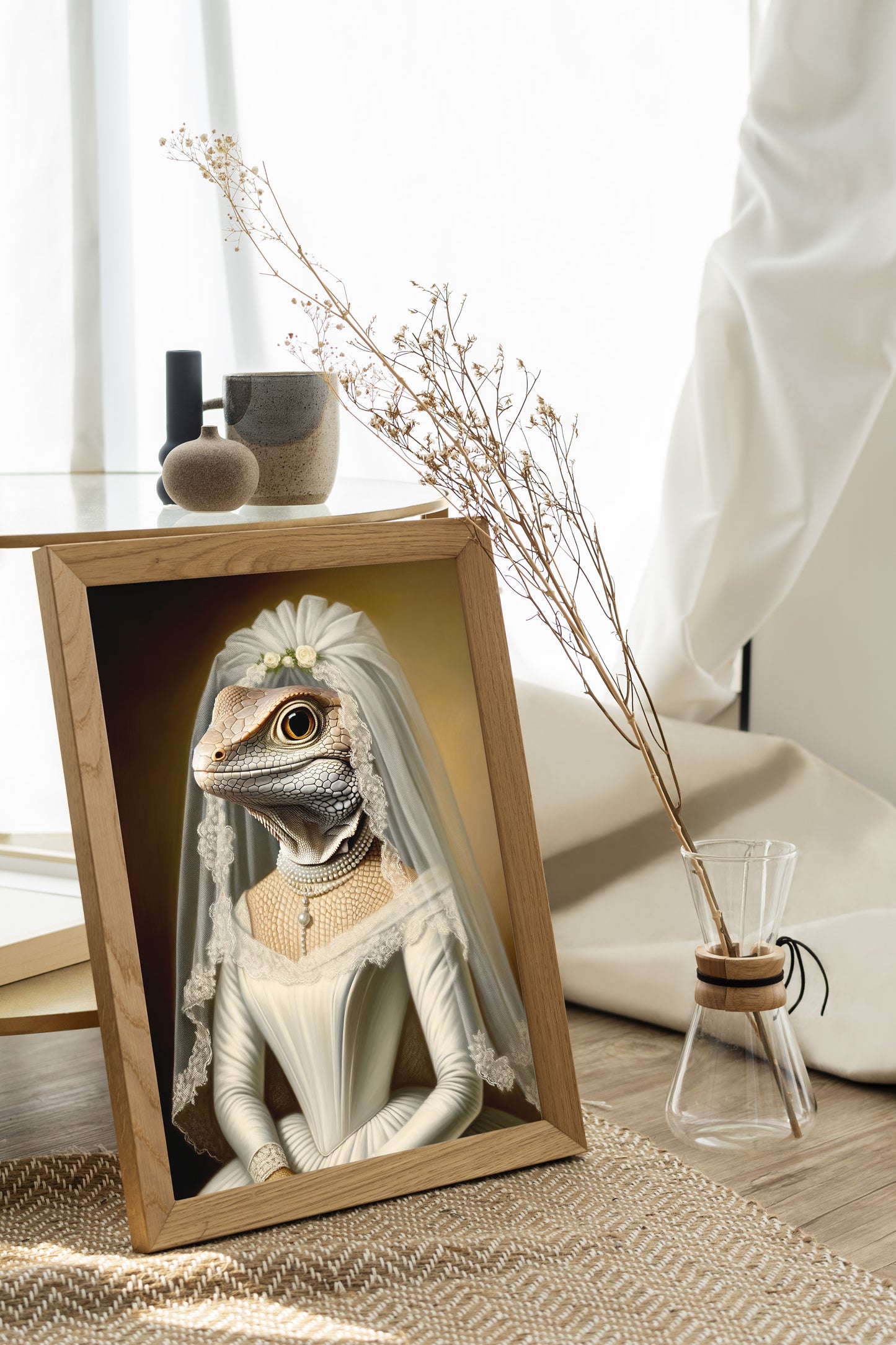 Unique Lizard Wedding Dress Poster - Funny Animal Bride Wall Art - Perfect Gift Decor