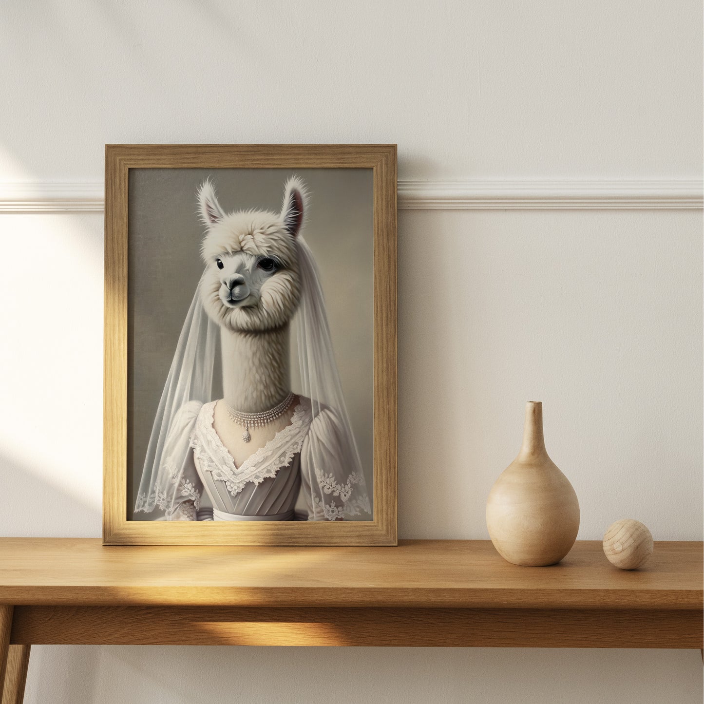 Alpaca Bride Poster - Funny Animal Wall Art for Unique Home Decor | Wedding Dress Portrait Print