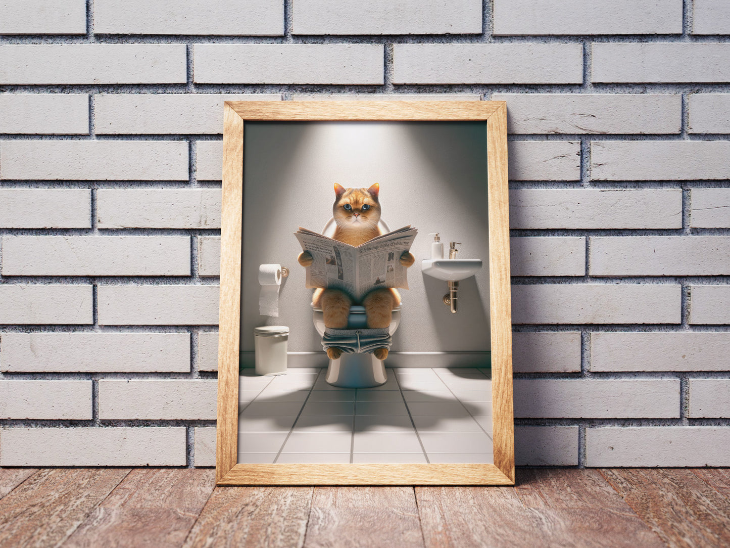 Funny British Shorthair Cat Bathroom Wall Art Poster - Hilarious WC Decor & Gag Gift