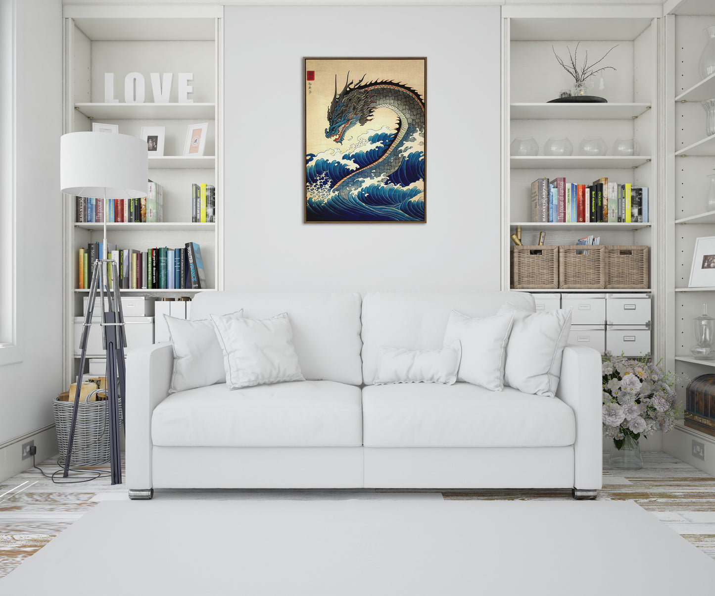 Japanese Art Style Dragon Poster, Nipponese Wall Decoration, Traditional Japanese Wall Art