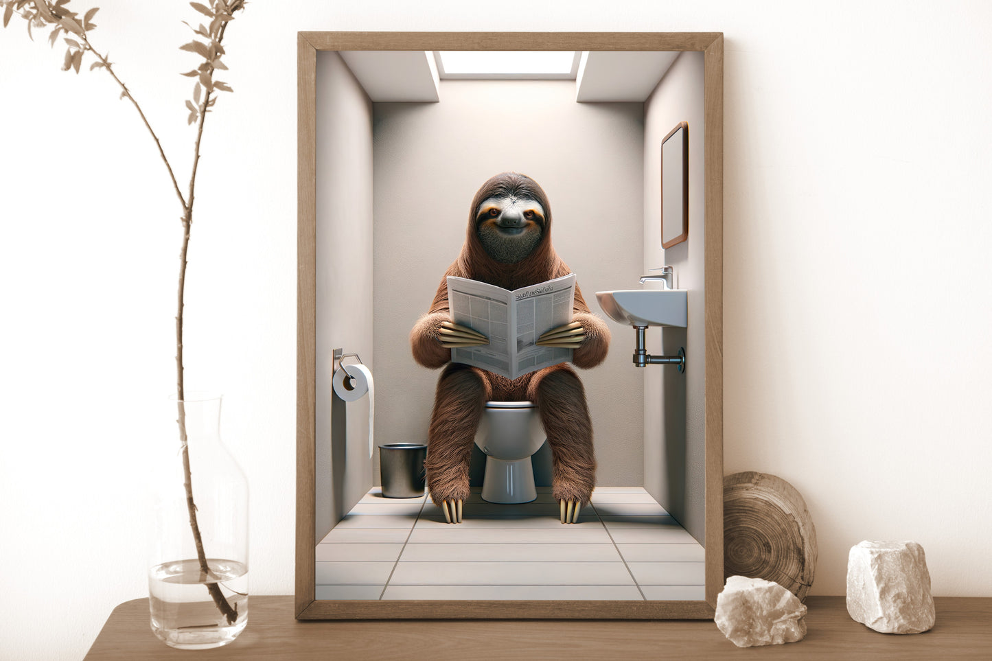 Funny Sloth Toilet Poster - Unique Bathroom Wall Art & Gag Gift Decor for WC