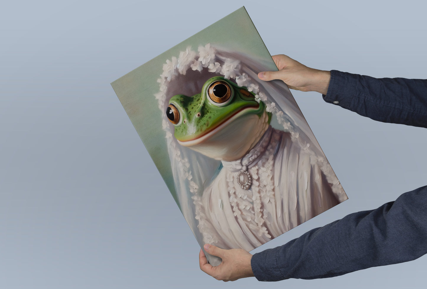 Poster Grenouille en Robe de Mariée – Affiche Murale Animaux Humour, Déco Murale Mariage Cadre