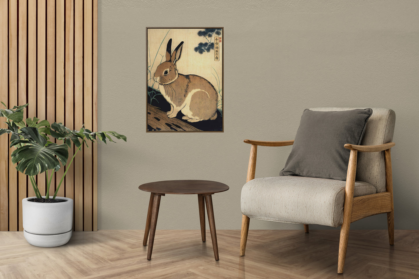 Poster Lapin, Illustration japonaise, Impression Ukiyo-e, Art mural, Décoration murale, Poster japonais Lapin