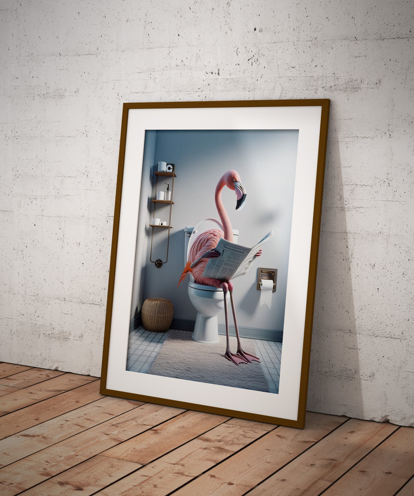 Funny Flamingo Toilet Poster - Unique Bathroom Wall Art Decor for WC – Humorous Gift Idea