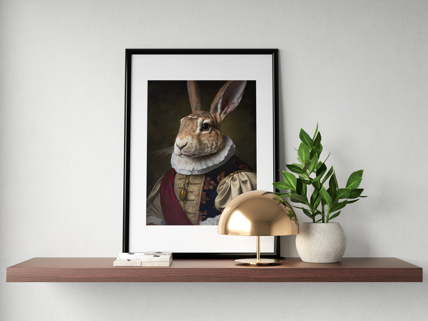 Poster Lapin Noble Style Baroque, Décoration Murale Animaux, Affiche à Encadrer d'Art Mural