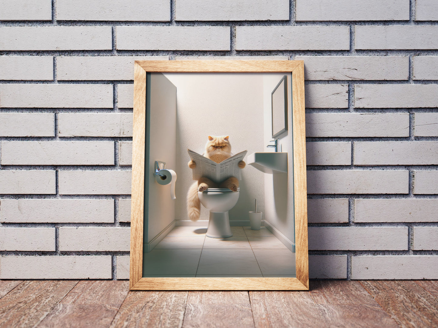 Golden Shaded Persian Cat Poster – Bathroom Decor Print | WC Wall Art for Cat Lovers | Funny Gag Gift for Bathroom