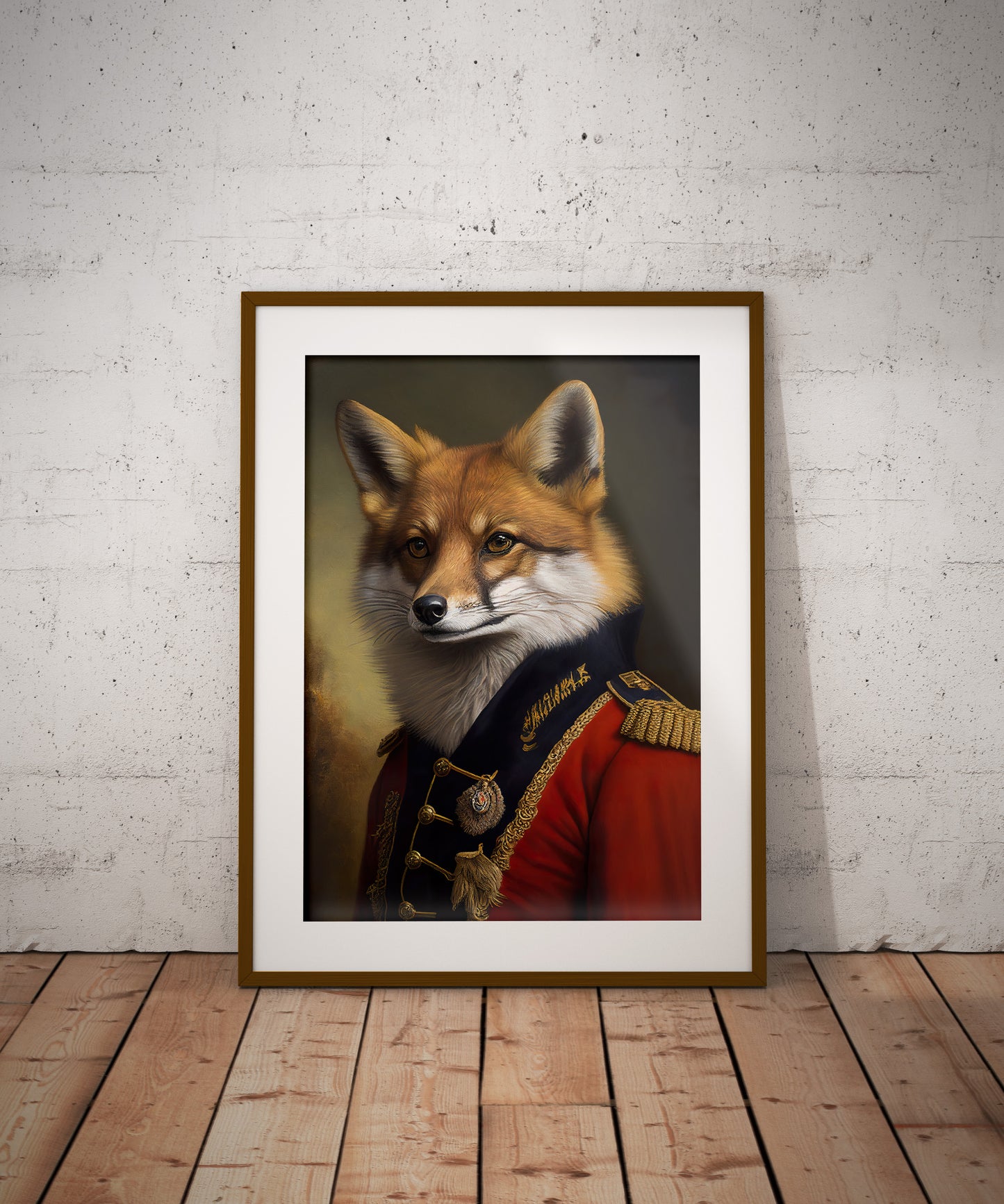 Poster Renard en Uniforme Militaire - Art mural Animaux, Décoration Murale, Impression Heroique, Art pour Intérieur