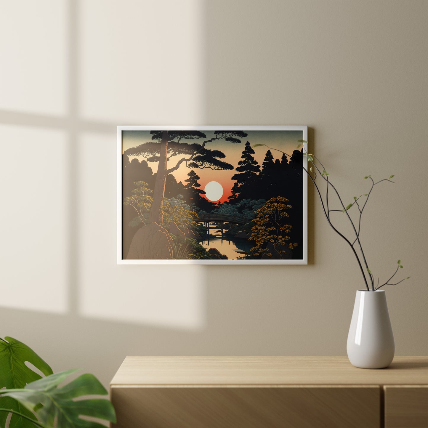 Japanese Garden Wall Poster, Rural Landscape Art Print, Japanese Style Wall Decoration