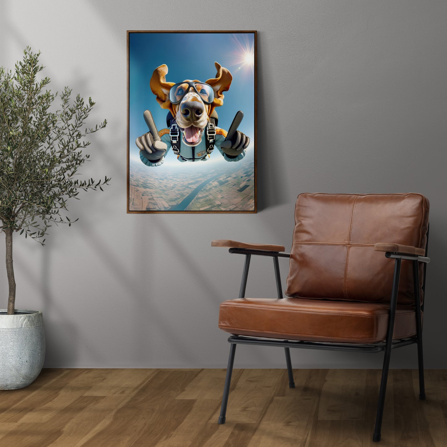 Epic Skydiving Basset Hound Poster - Unique Dog Lover Gift - Extreme Sport Animal Wall Art Decor