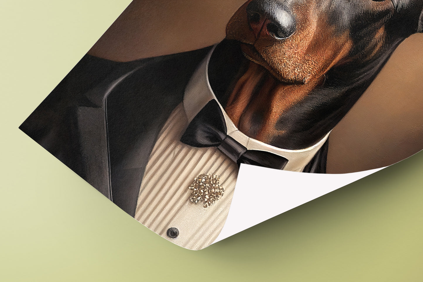 Chic Doberman Poster in Tuxedo | Humorous Dog Wall Art | Elegant Canine Decoration