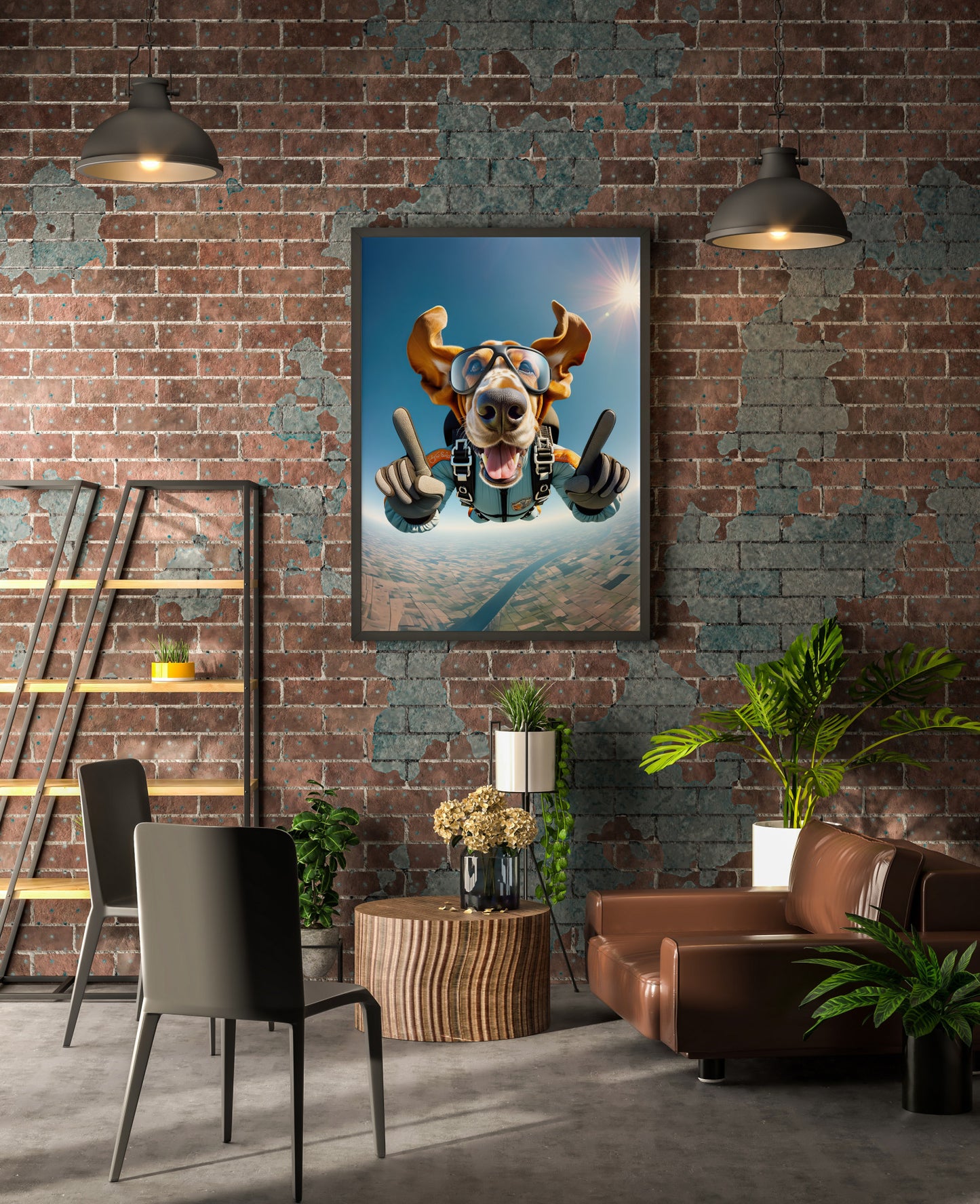 Epic Skydiving Basset Hound Poster - Unique Dog Lover Gift - Extreme Sport Animal Wall Art Decor