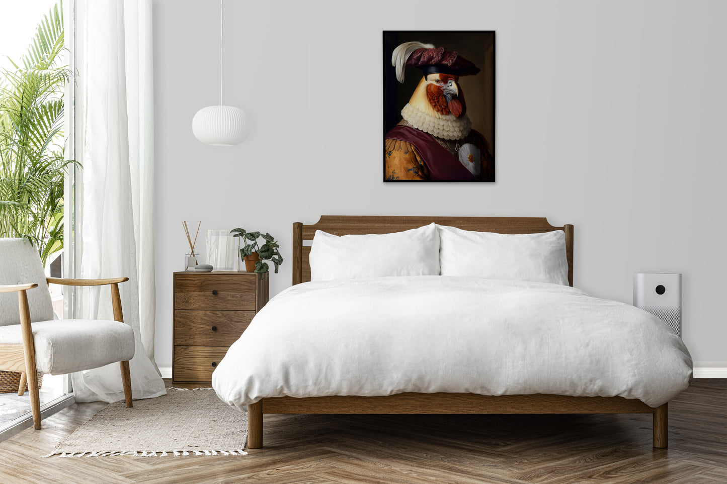 Baroque Noble Chicken Poster | Unique Animal Wall Art | Elegant Chicken Wall Decoration