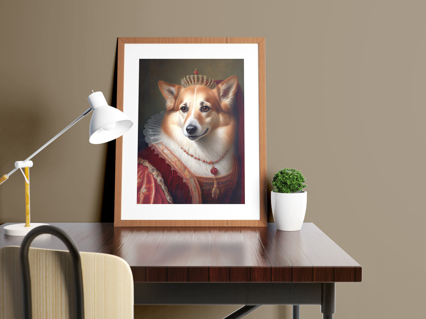 Poster de chien Corgi noble style baroque, Décoration murale animaux, Affiche murale à encadrer