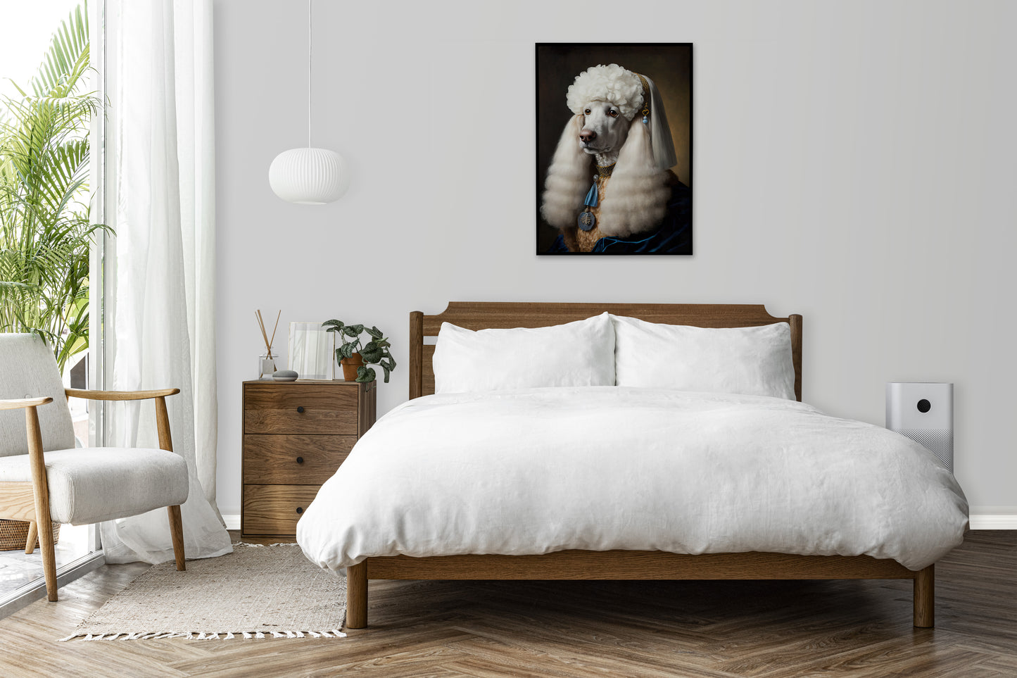 Poster de caniche noble style baroque, décoration murale animaux, affiche chien à encadrer