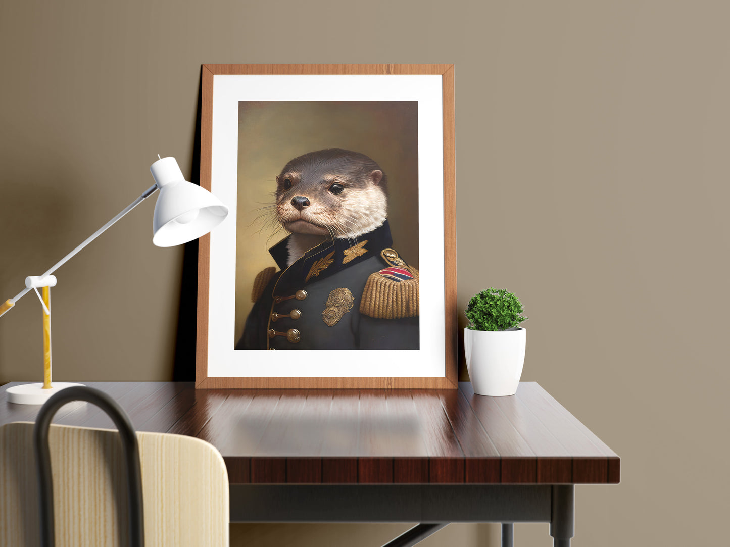 Poster loutre en uniforme militaire - Décoration murale animalière, Impression d'art mural original, Poster unique