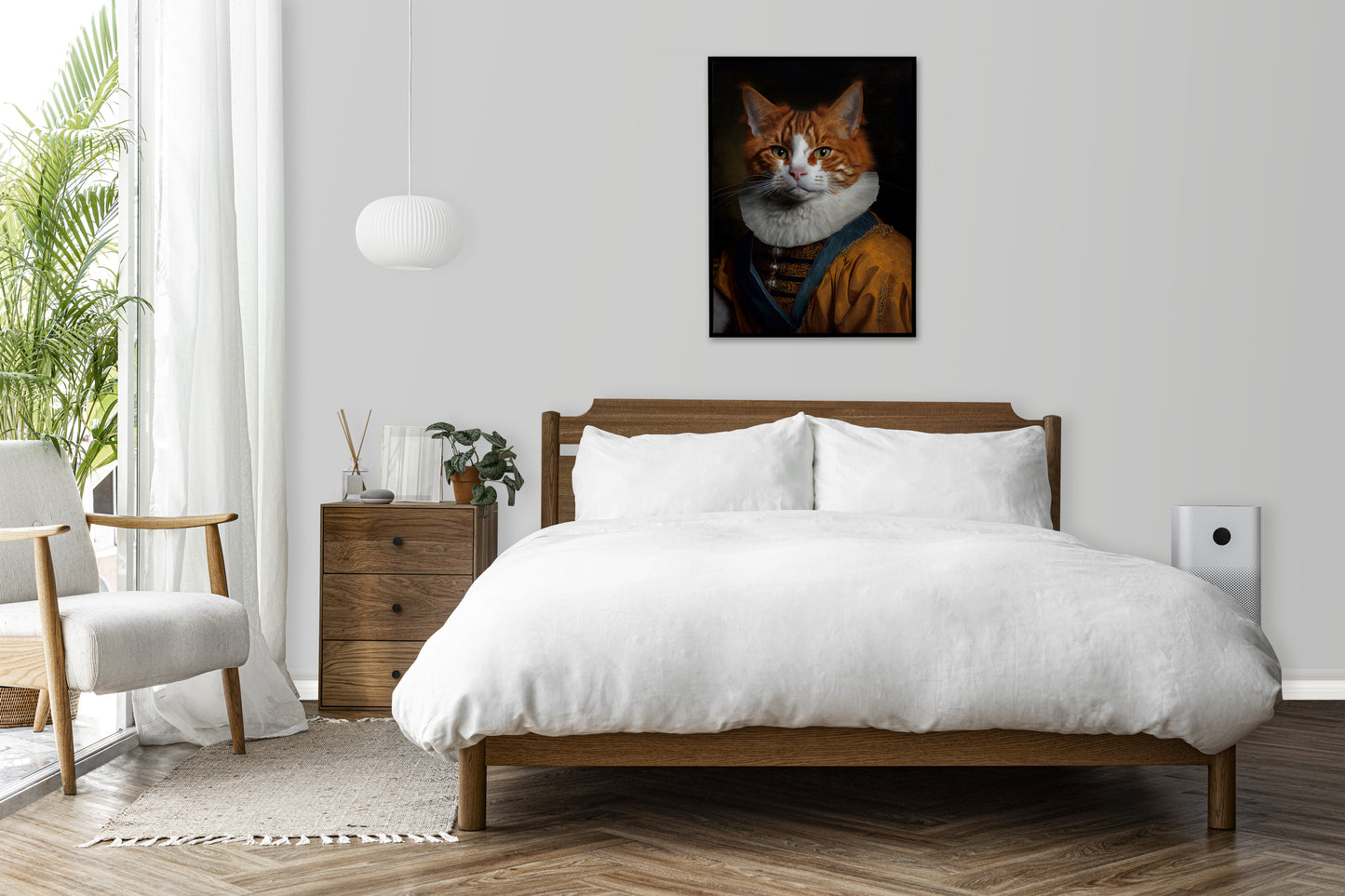 "Baroque Noble Cat Poster, Animal Wall Art, Cat Illustration, Elegant Home Decor"