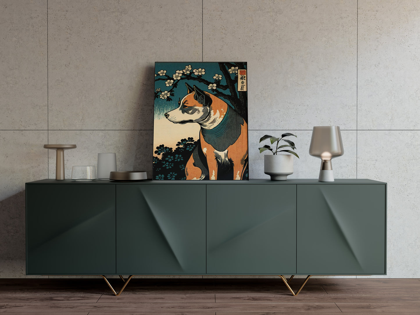 Poster Chien, Art Japonais Ukiyo-e, Décoration Murale Illustration, Affiche Design Chien, Art Mural Japon