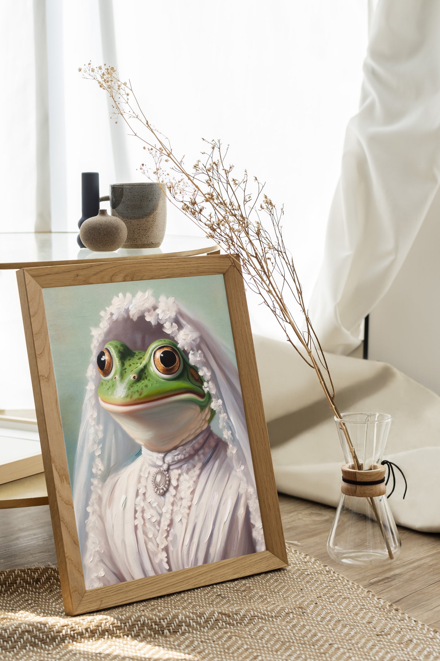 Poster Grenouille en Robe de Mariée – Affiche Murale Animaux Humour, Déco Murale Mariage Cadre