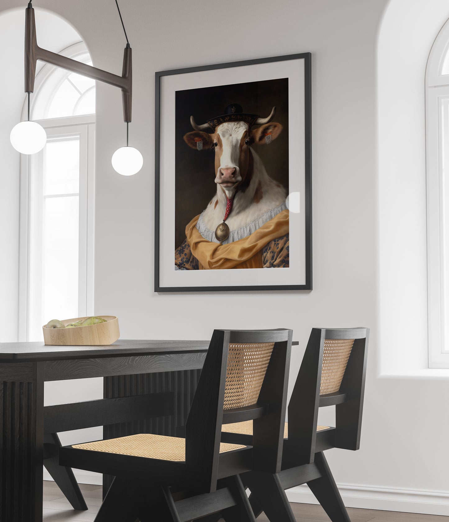 Baroque Style Cow Poster | Noble Animal Wall Art | Frameable Cow Prints | Elegant Home Decor