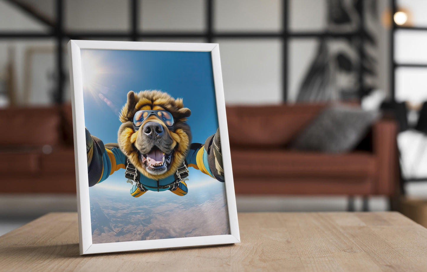 Skydiving Tibetan Mastiff Poster - Epic Wall Art for Animal Lovers | Extreme Sports Home Decor | Unique Gift