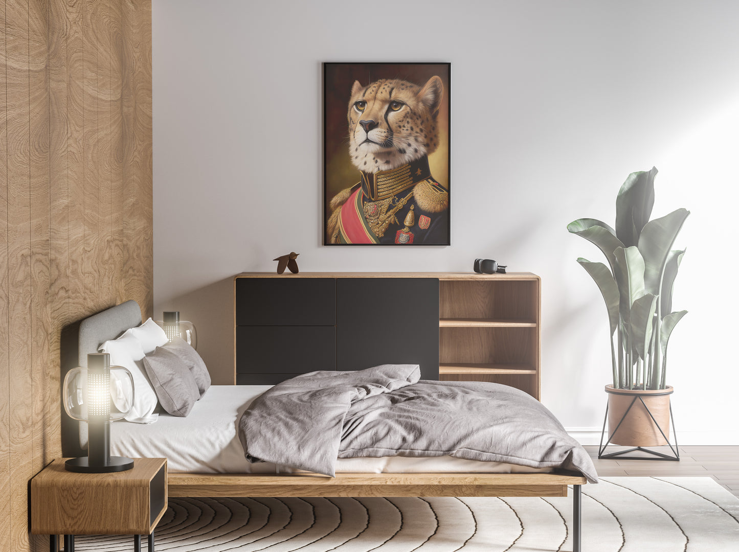 "Cheetah Poster in Military Uniform - Animal Wall Art Decoration | Unique Wildlife Poster Print"