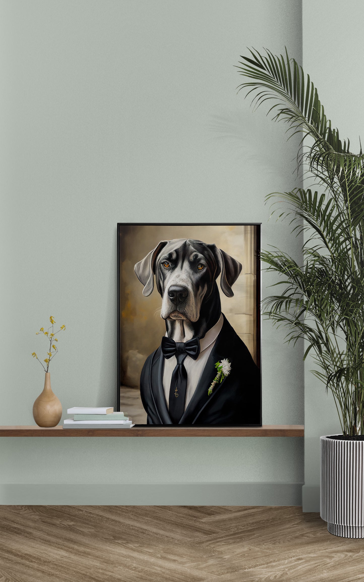 Affiche murale Grand Danois Tuxedo - Poster décoratif animaux élégant - Idéal pour décoration intérieure