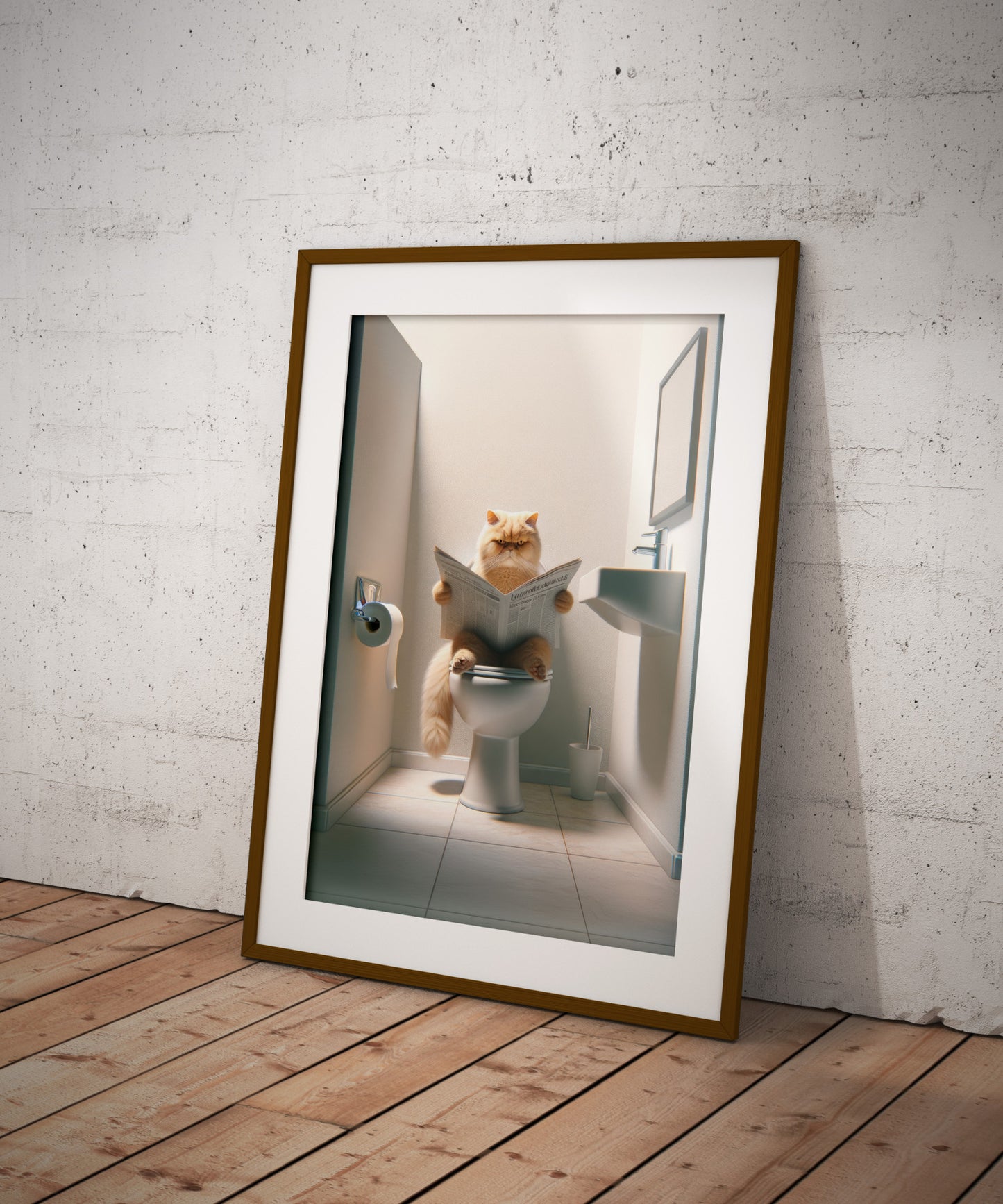 Golden Shaded Persian Cat Poster – Bathroom Decor Print | WC Wall Art for Cat Lovers | Funny Gag Gift for Bathroom