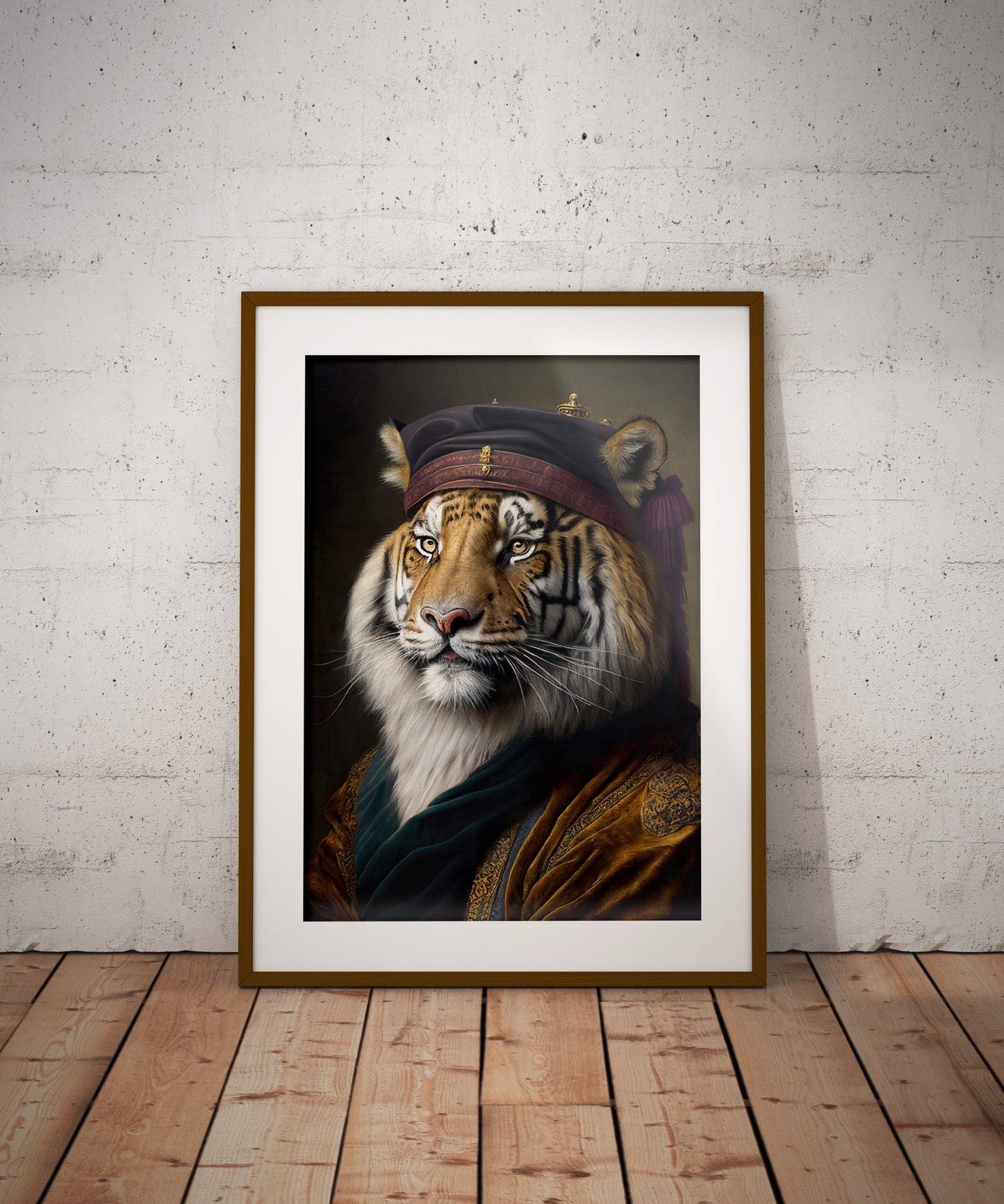 Poster de tigre noble style baroque - Décoration murale d'animaux, affiche féline à encadrer pour votre intérieur