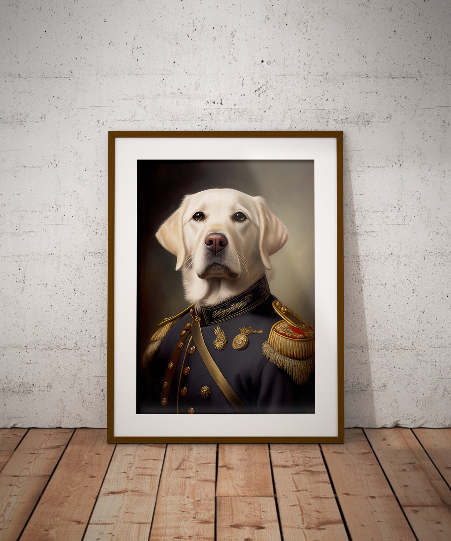 Sable Labrador in Military Uniform Poster – Unique Animal Wall Art, Stylish Dog Portrait Print, Home Decor