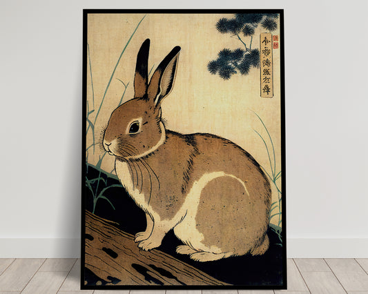 Poster Lapin, Illustration japonaise, Impression Ukiyo-e, Art mural, Décoration murale, Poster japonais Lapin