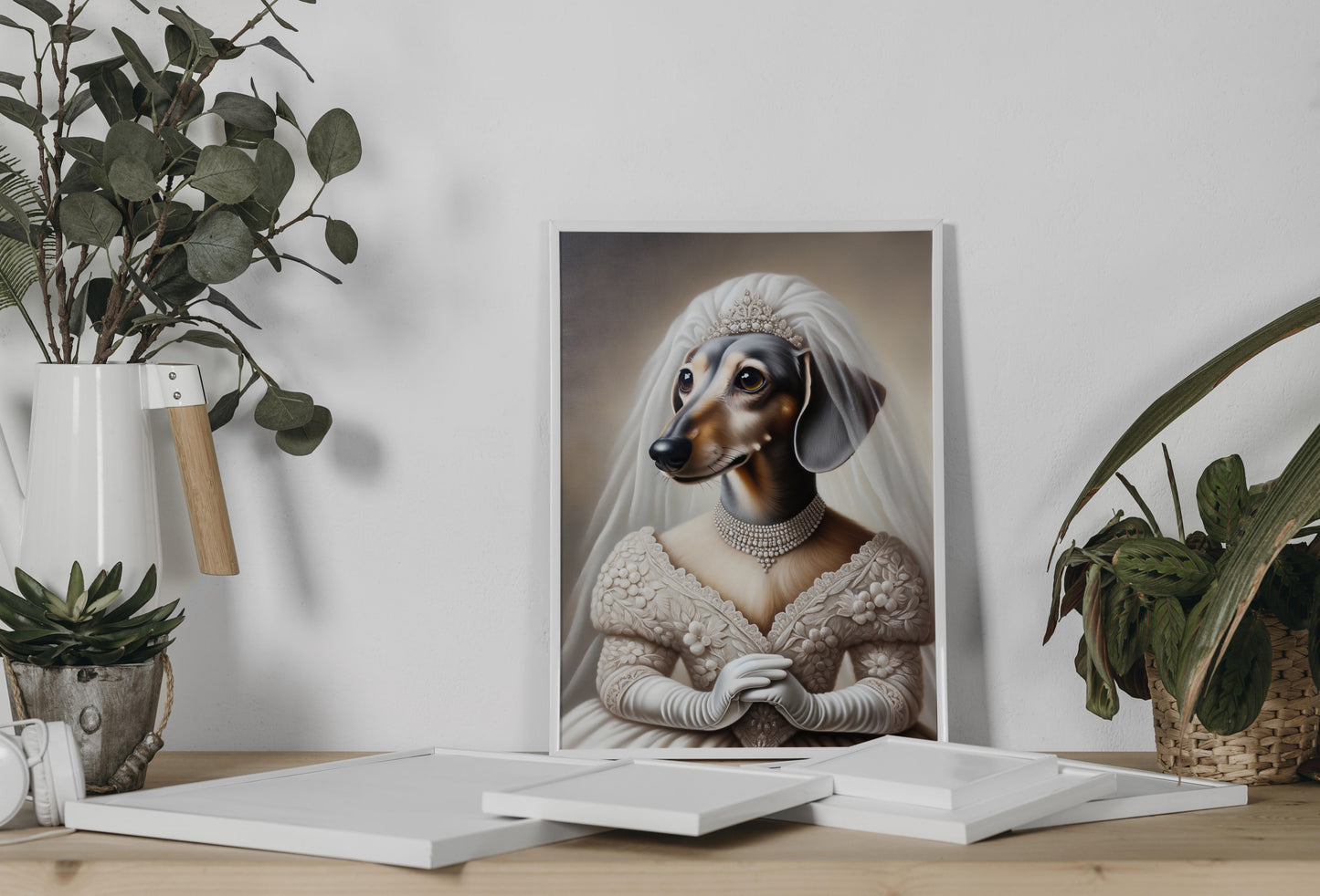 Dachshund Wedding Dress Poster - Animal Wall Decor | Bride Wall Art | Funny Dachshund Portrait | Unique Gift