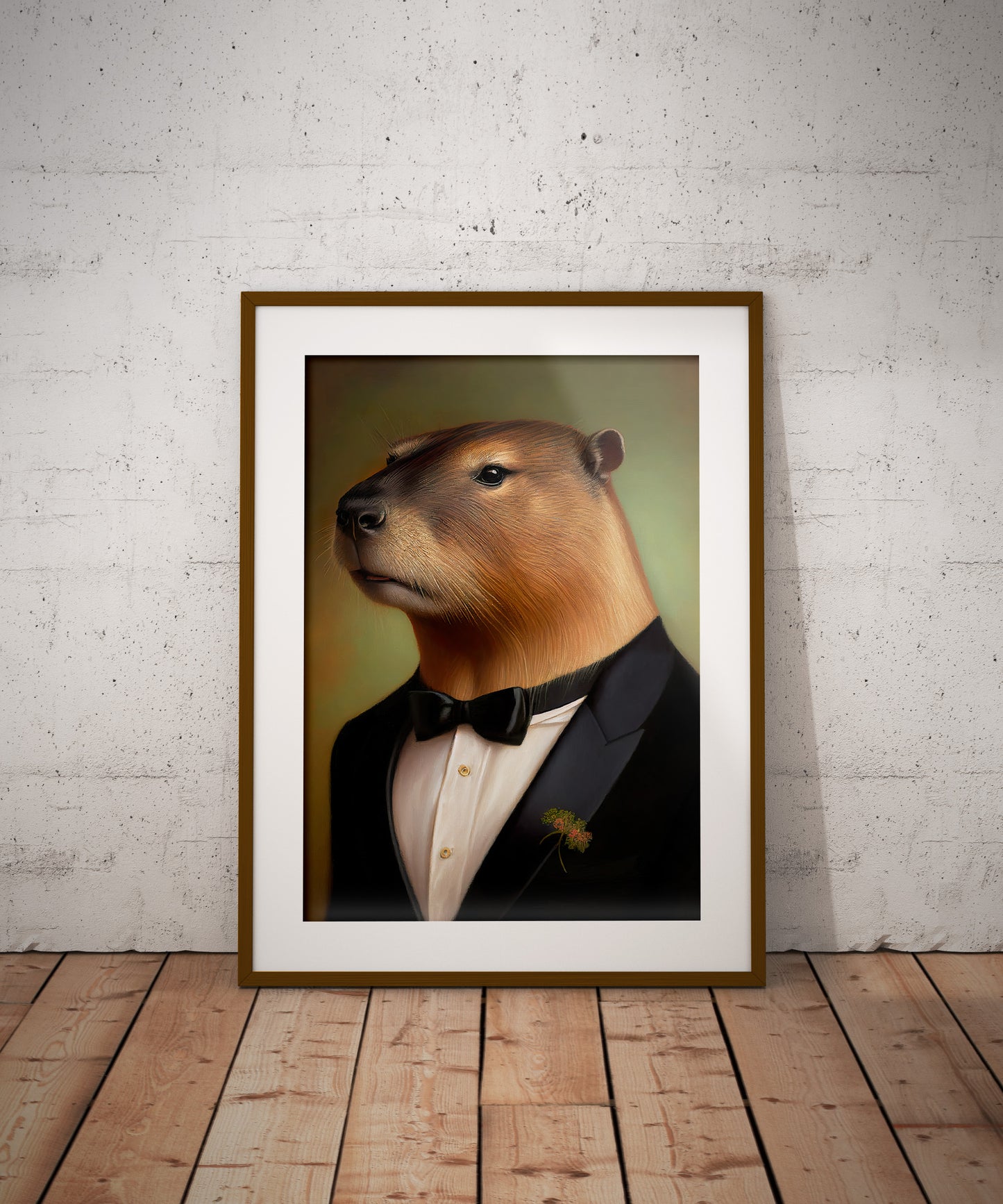 Portrait Capybara en smoking - Affiche murale humoristique, Décoration animaux rigolos, Poster d'art mural