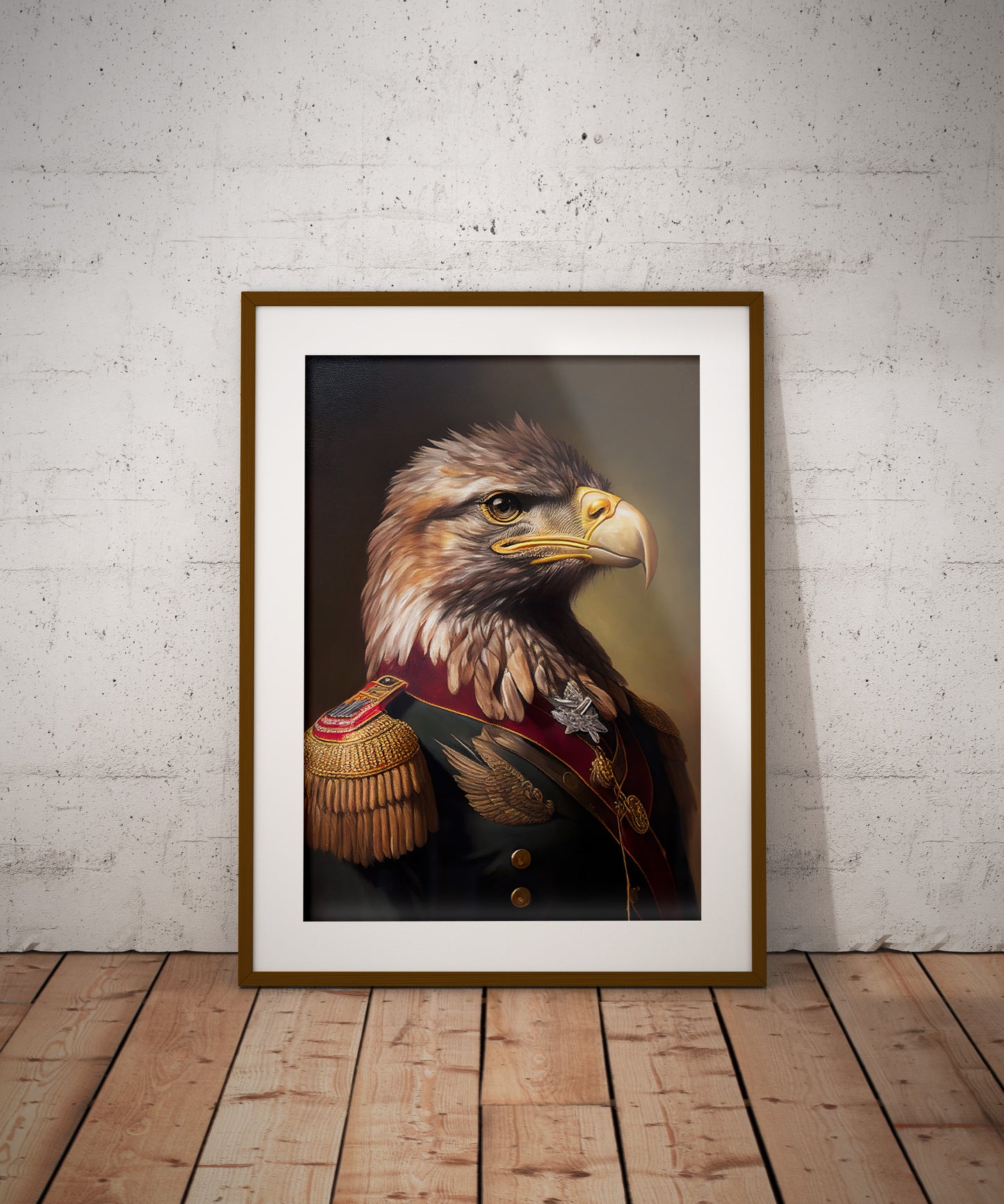 Poster Héroïque d'Aigle Militaire - Art Mural Animaux, Décoration Murale Unique, Impression d'Oiseau