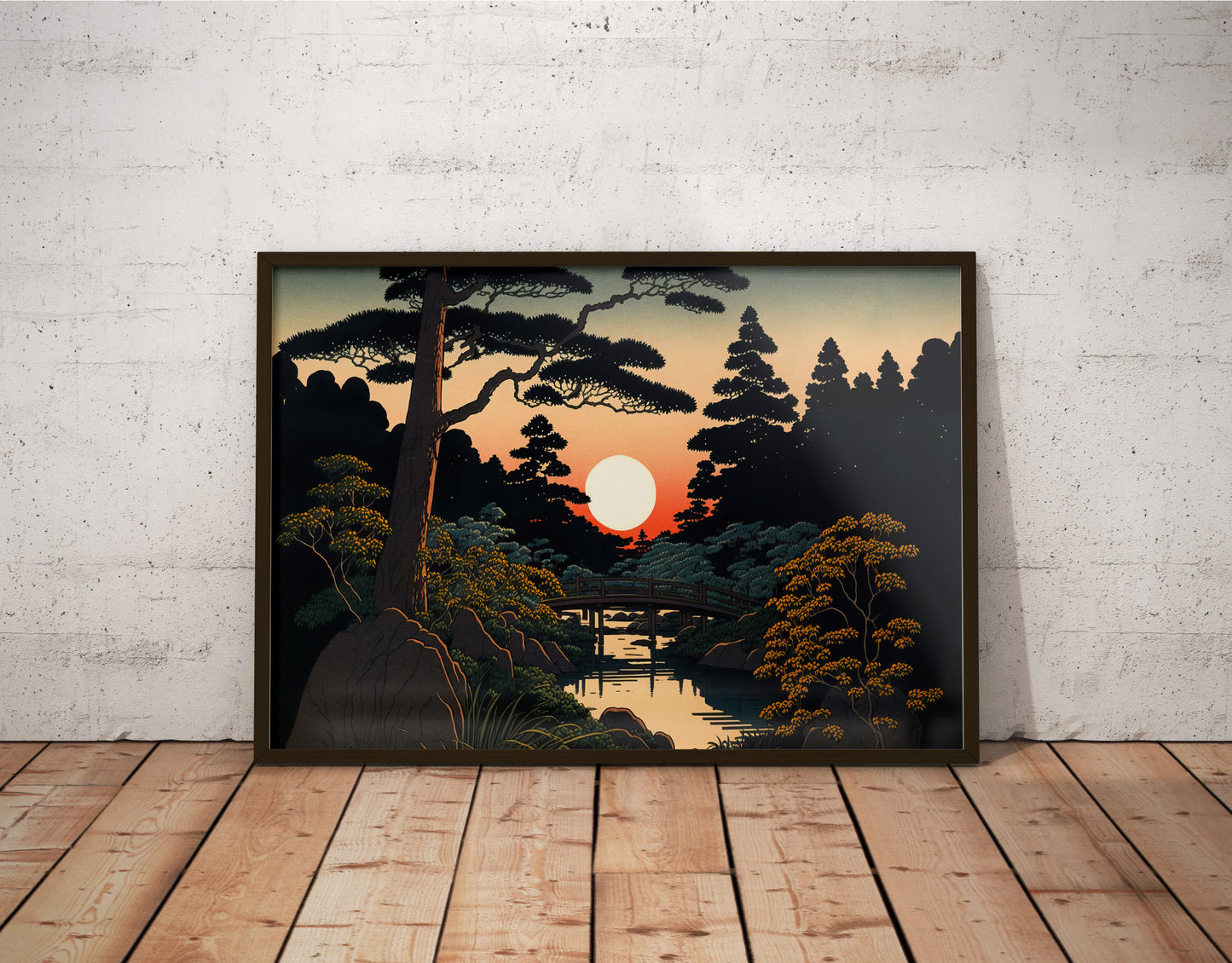 Japanese Garden Wall Poster, Rural Landscape Art Print, Japanese Style Wall Decoration