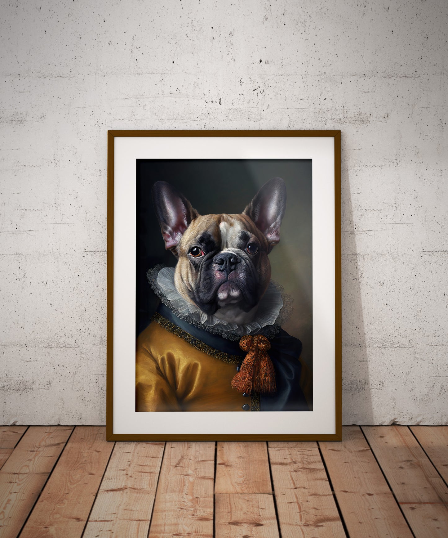 Poster Baroque Noble Bulldog Français, Décoration Murale Chien, Affiche Animaux à Encadrer