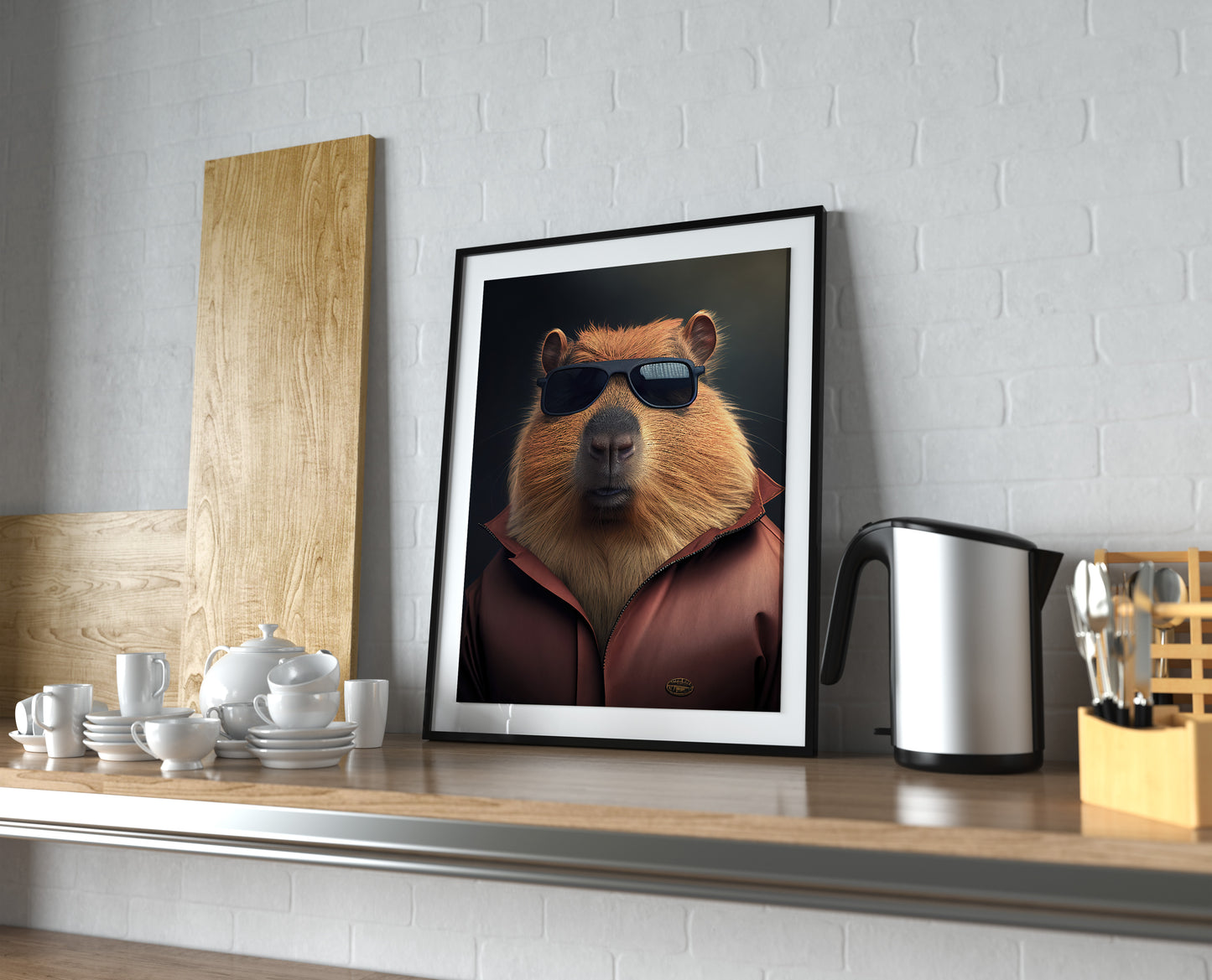 Affiche murale humoristique Capybara, Poster d'action avec Capybara et lunettes de soleil, Art mural kitsh à encadrer