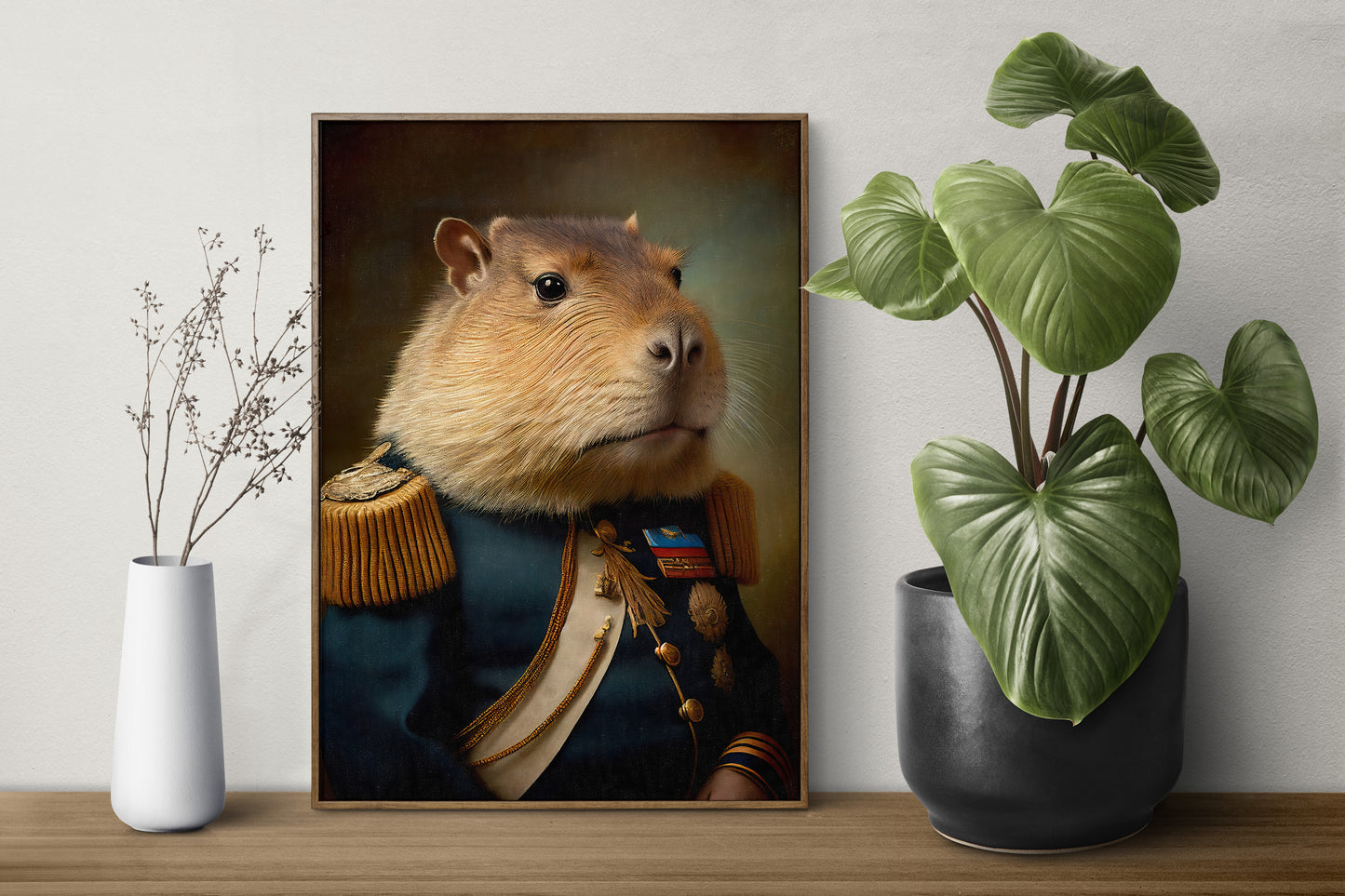 Poster Capybara en Uniforme Militaire - Décoration Murale Animaux, Art Mural Unique et Original