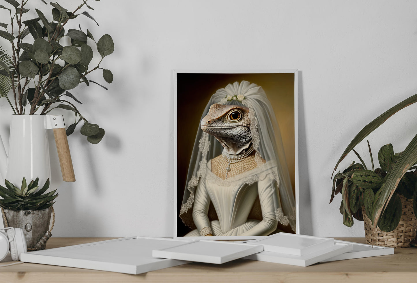 Unique Lizard Wedding Dress Poster - Funny Animal Bride Wall Art - Perfect Gift Decor