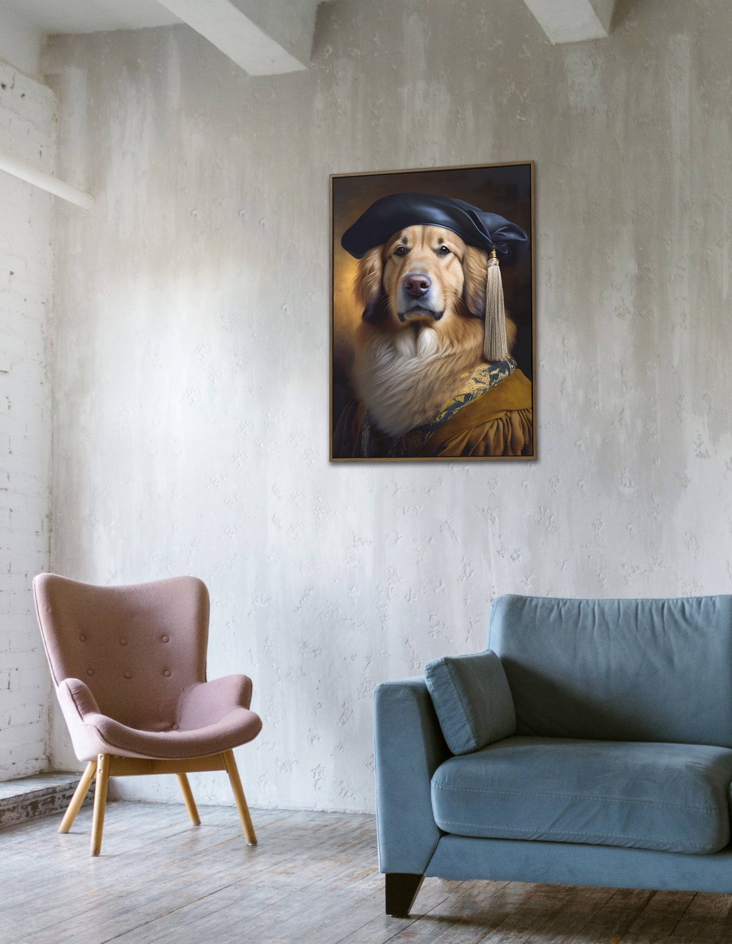 Poster de Golden Retriever Noble Style Baroque - Décoration Murale Animaux, Affiche Chien à Encadrer