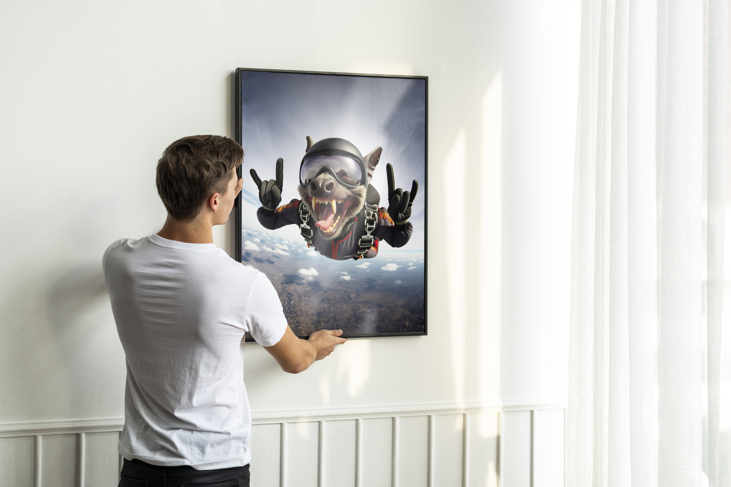 Skydiving Bat Poster - Epic Wall Art Animal Print | Extreme Sport Decor | Unique Animal Lover Gift