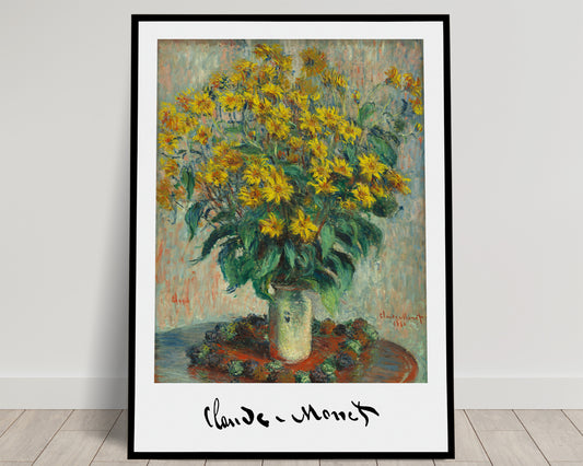 Poster Claude Monet: Fleurs de Topinambour 1880 - Art Mural Impressionniste - Reproduction d'Oeuvre Classique