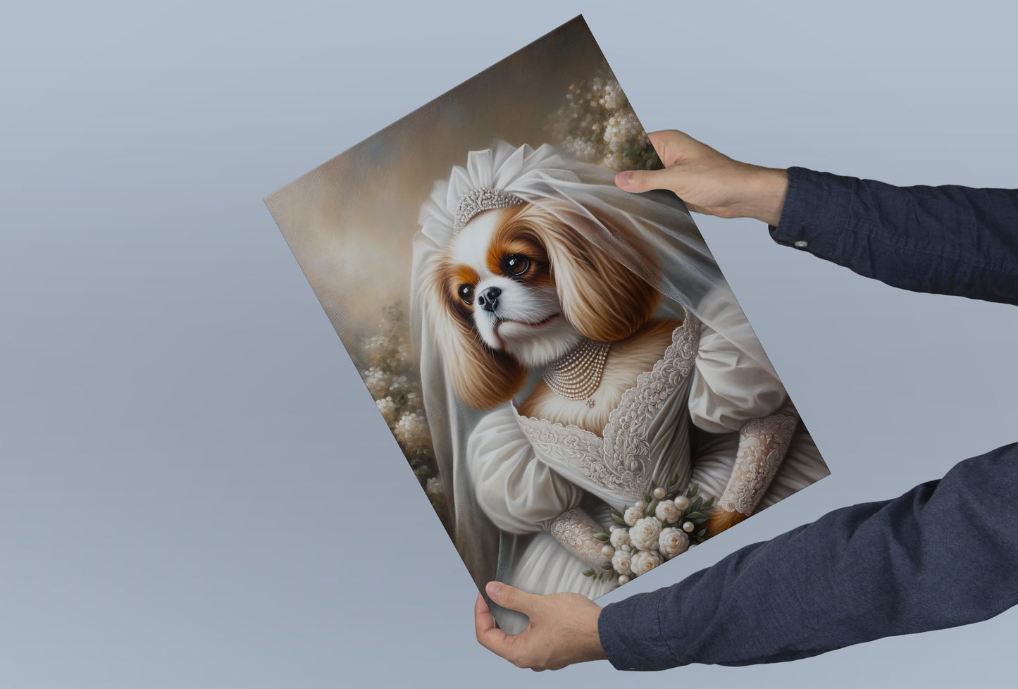 "Cavalier King Charles Spaniel in Wedding Dress Poster - Unique Dog Bride Wall Art Decor - Perfect Gift"