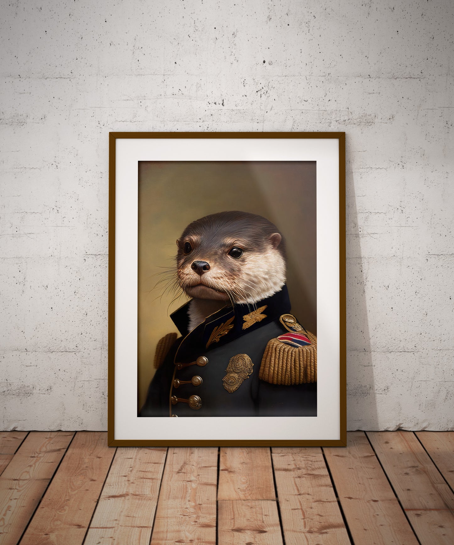 Poster loutre en uniforme militaire - Décoration murale animalière, Impression d'art mural original, Poster unique