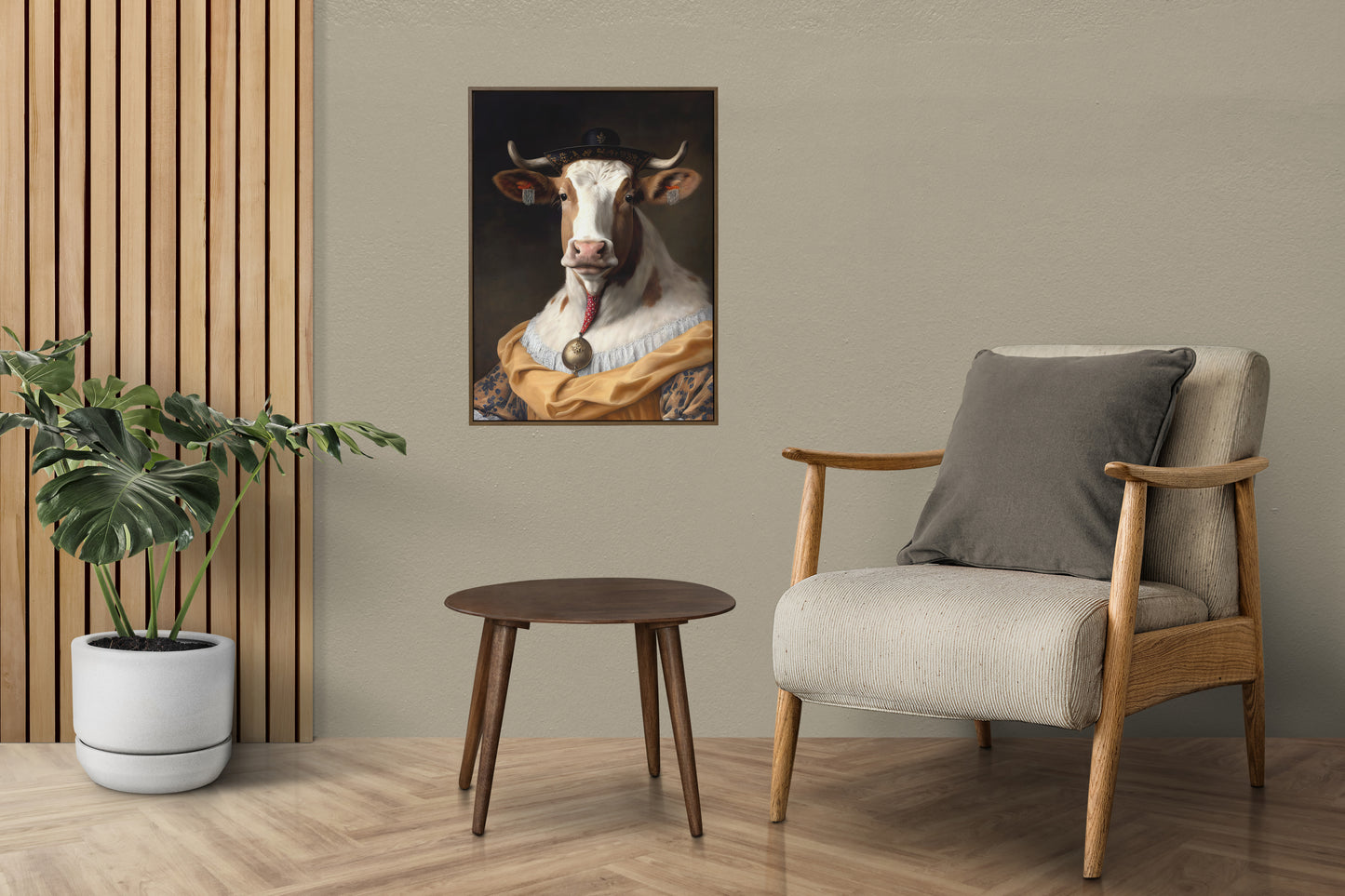 Baroque Style Cow Poster | Noble Animal Wall Art | Frameable Cow Prints | Elegant Home Decor