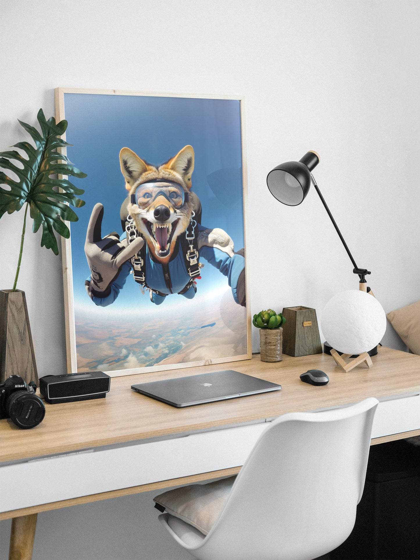 Skydiving Jackal Poster - Epic Animal Wall Art, Extreme Sport Decor, Unique Animal Lover Gift