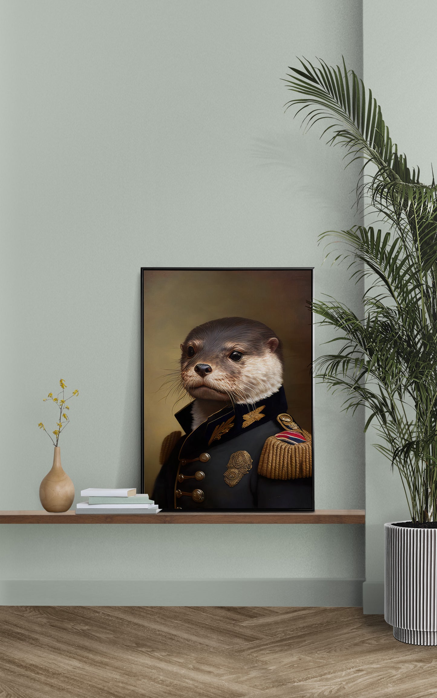 Poster loutre en uniforme militaire - Décoration murale animalière, Impression d'art mural original, Poster unique